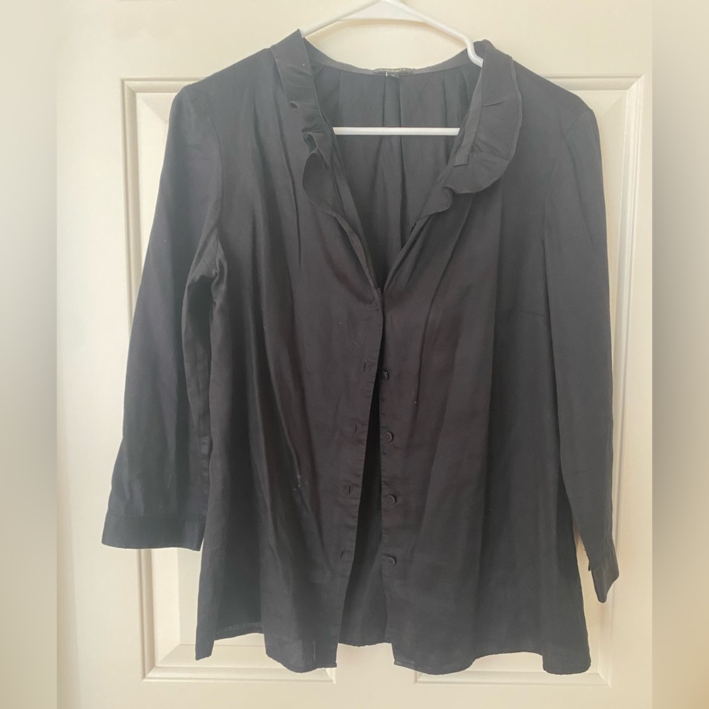 Talbots Black Ruffle Blouse Top - Picture 9 of 9